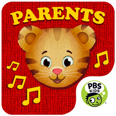 Daniel Tiger’s face in the center and PBS Kids logo at the bottom with “parents” written on top