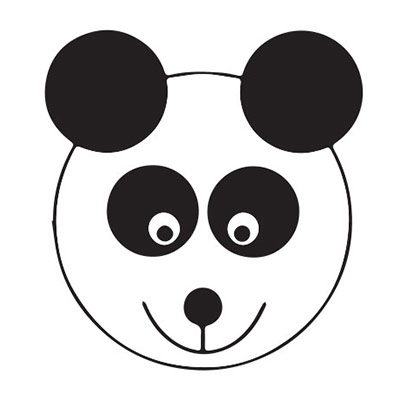 An Animated panda face on a white background